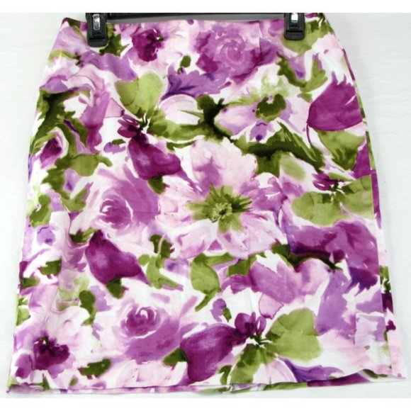 SALE!  Floral Purple Midi Knee Skirt - Picture 1 of 2